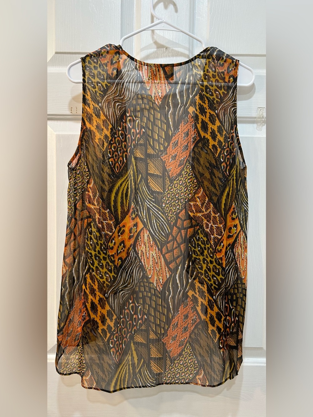 Bob Mackie Animal Print Color Block Vest Sz M Lightweight Wearable Art Butterfly - Picture 2 of 7